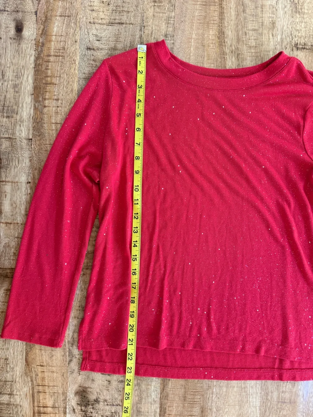 Old Navy Girls XL 14-16 Red Glitter Sparkle Long Sleeve Holiday Top